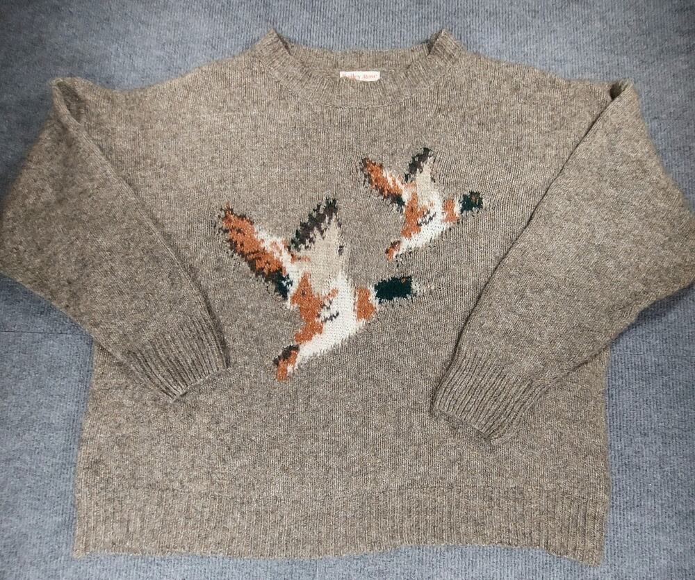 Bailey Rose Flying Duck Knit Sweater Small S Oversized Mallard Cabin Gorpcore